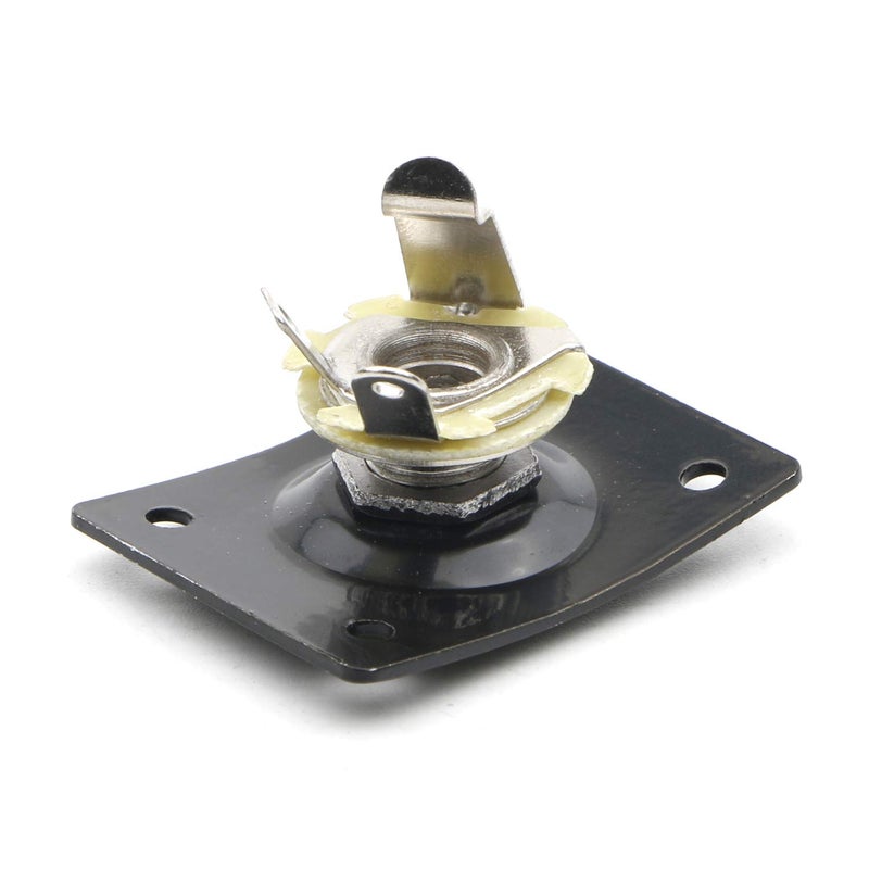 Swhmc 1/4 Inch Guitar Output Jack Plate, 6.35mm Metal Jack Socket with 4 Screws, Replacement for Electric Guitar Bass, Les Paul Telecaster Stratocaster Parts (Black) - Image 2